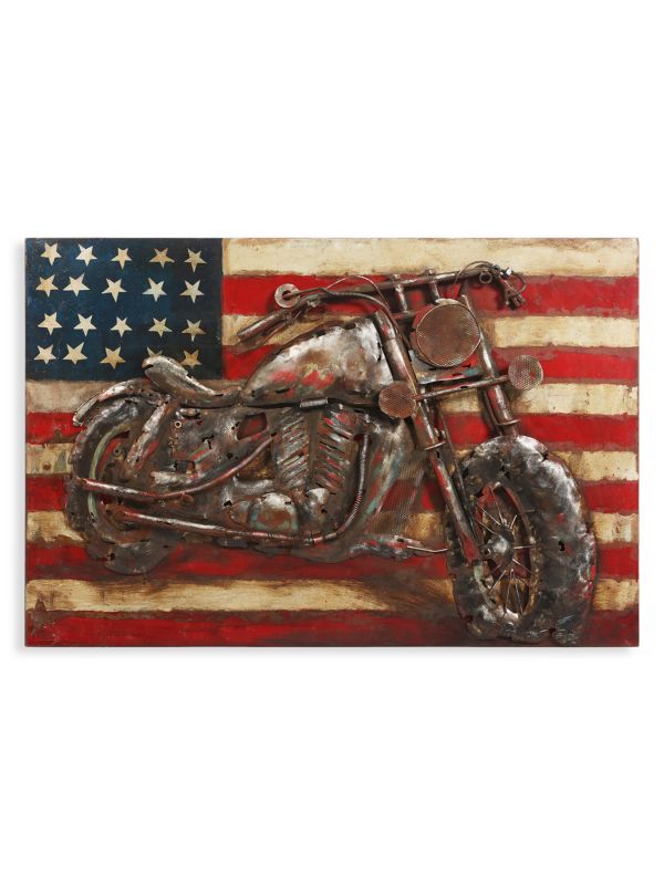 Empire Art Direct Primo Mixed Media Sculpture Motorcycle 3 Iron Hand Painted Dimensional Wall Art